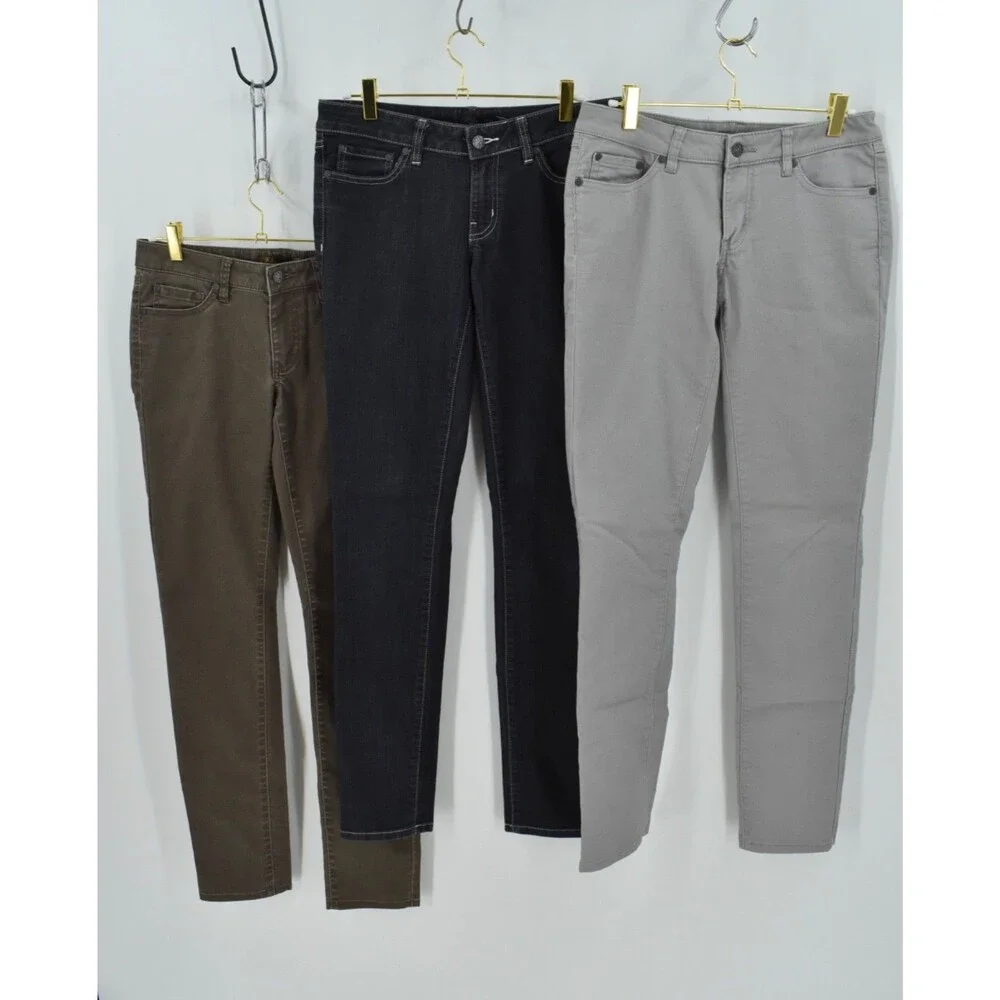 prAnA Women 4 29 Low Rise Skinny Jeans  Lot of 3 Kara Kayla Blue Brown Gray